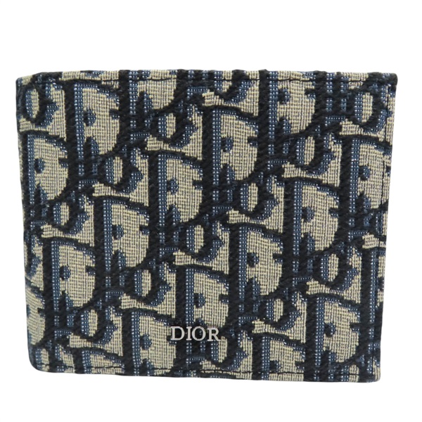 藍色 緹花帆布 雙折短夾【Dior 迪奧】 20BBH027YSE_H05E
