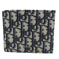 藍色 緹花帆布 雙折短夾【Dior 迪奧】 20BBH027YSE_H05E