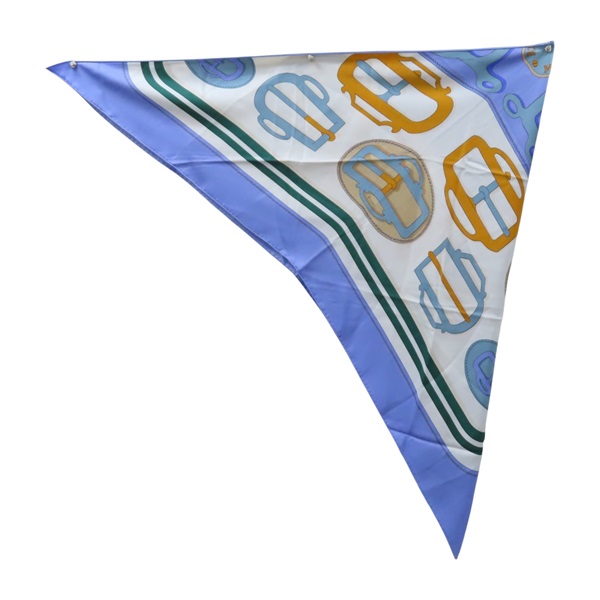 藍色 絲綢 Bouclerie Moderne Triangle Scarf 三角巾【HERMES 愛馬仕】