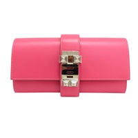 粉色 Swift 牛皮 Medor Clutch 手拿包 □R刻 銀扣【HERMES 愛馬仕】