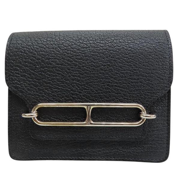 黑色 山羊皮 Roulis Slim 腰包 U刻 銀扣【HERMES 愛馬仕】