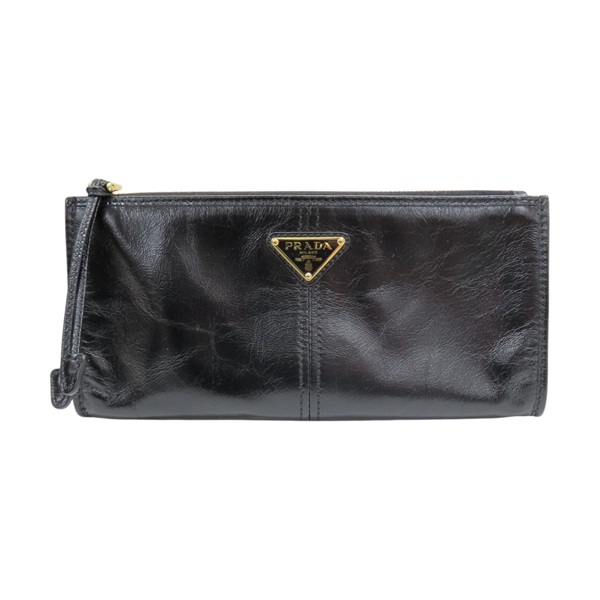 黑色 牛皮 Pouch 拉鍊長夾 1MB051【PRADA普拉達】 1MB051