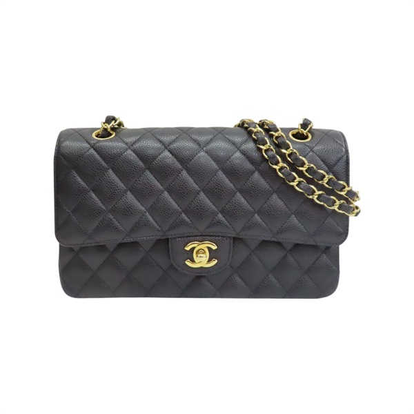 黑色 菱格紋 荔枝牛皮 鍊帶肩背包 金釦【CHANEL 香奈兒】 A01112