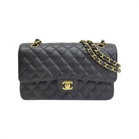 黑色 菱格紋 荔枝牛皮 鍊帶肩背包 金釦【CHANEL 香奈兒】 A01112