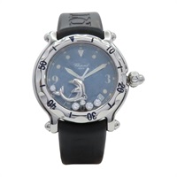 深藍色錶盤 膠帶 不鏽鋼 Happy Sport Dolphin 腕錶【Chopard 蕭邦】 28/8897