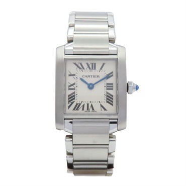 米色錶盤 不鏽鋼 Tank Francaise SM 腕錶【Cartier 卡地亞】 W51008Q3
