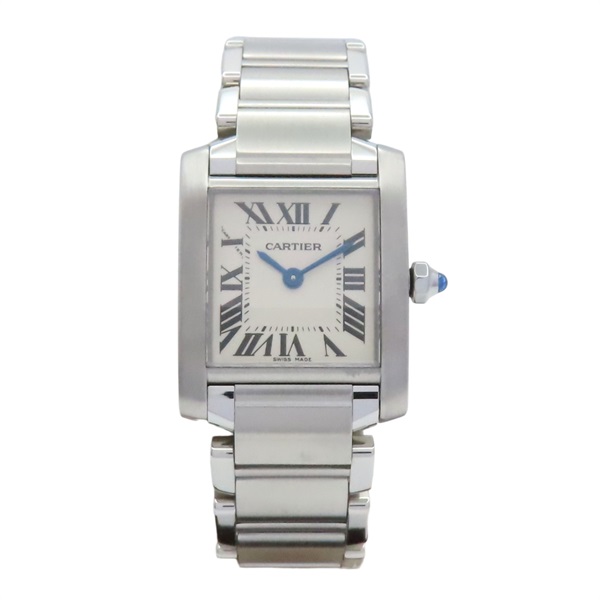 米色錶盤 不鏽鋼 Tank Francaise SM 腕錶【Cartier 卡地亞】 W51008Q3