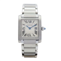 米色錶盤 不鏽鋼 Tank Francaise SM 腕錶【Cartier 卡地亞】 W51008Q3