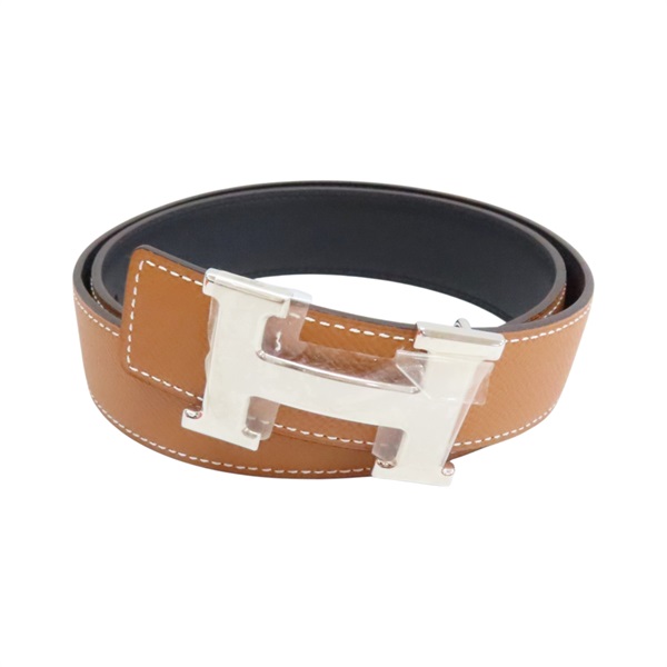 黑/棕色 EPSOM牛皮 H皮帶釦 雙面 皮帶 75cm