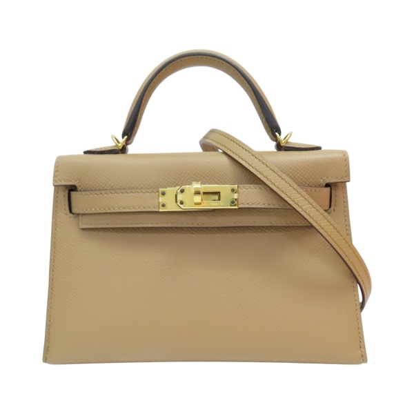 奶茶色 Epsom牛皮 Mini Kelly II 凱莉包 两用包 Z刻 金釦【HERMES 愛馬仕】