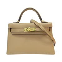 奶茶色 Epsom牛皮 Mini Kelly II 凱莉包 两用包 Z刻 金釦【HERMES 愛馬仕】