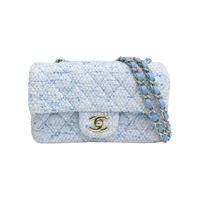 淺藍 毛尼 COCO 20 鍊帶 肩背包 銀釦【CHANEL 香奈兒】 A69900