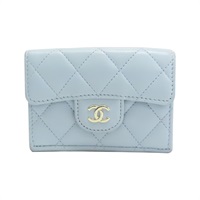 淺藍色 羊皮 翻蓋小錢包 短夾【CHANEL 香奈兒】 AP0230