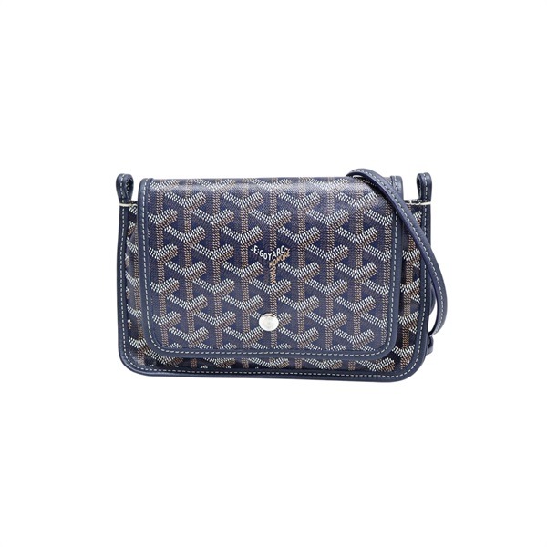 海軍藍色 Goyardine帆布 Plumet Pocket Wallet 肩背包【GOYARD 高雅德】 PLUMETPMLTY12CL12P