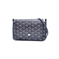 海軍藍色 Goyardine帆布 Plumet Pocket Wallet 肩背包【GOYARD 高雅德】 PLUMETPMLTY12CL12P