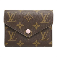 棕色/粉色 原花帆布 Victorine 三折短夾【LOUIS VUITTON LV 路易威登】 M62360