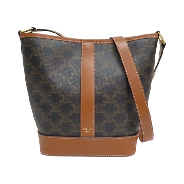 棕色 老花 PVC塗層帆布 Triomphe 水桶包 肩背包【CELINE 賽琳】 191442CAS 04LU