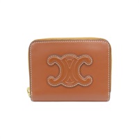 棕色 牛皮 卡片 拉鍊零錢包【CELINE 賽琳】