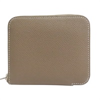 大象灰 Togo牛皮 Silk'In Compact 拉鍊 短夾 K刻【HERMES 愛馬仕】 H087114CK