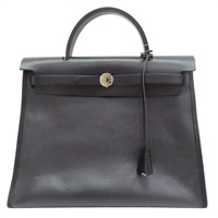 黑色 帆布/牛皮 Herbag Zip 31 两用包 C刻 銀扣【HERMES 愛馬仕】