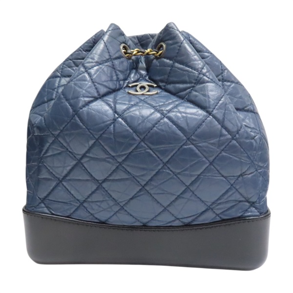 藍色 菱格紋 牛皮 Gabrielle 後背包 (無卡)【CHANEL 香奈兒】 A94485