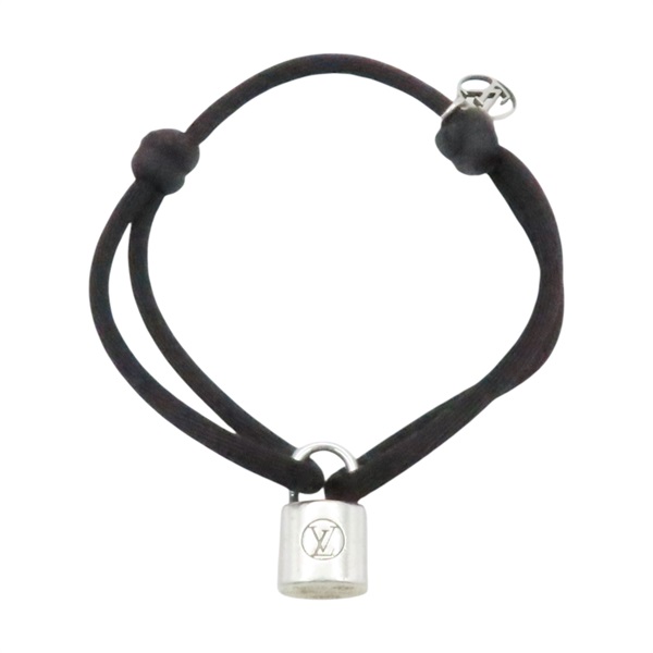 黑色 棉繩 925純銀墜子 手鍊【LOUIS VUITTON LV 路易威登】 Q05942