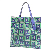 蒼藍色 PVC ENSEMBLE 6X6 雙色幾何方格 手提包【BAO BAO ISSEY MIYAKE 三宅一生】 BB81AG053