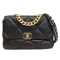 黑色 羊皮 19 Flap Bag 兩用包 金扣 (變色)【CHANEL 香奈兒】 AS1161