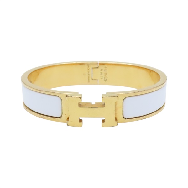 白色琺瑯 金色鍍金 Clic H 手環【HERMES 愛馬仕】