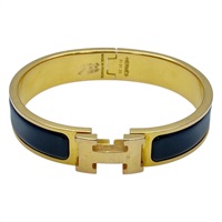 黑色琺瑯 金色鍍金 Clic H 手環【HERMES 愛馬仕】