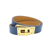 深藍色 牛皮 Kelly Bracelet 手環 □R 金扣 【HERMES 愛馬仕】