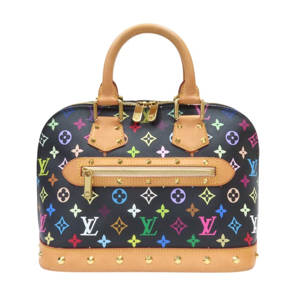 黑彩 帆布 鉚釘Alma貝殼包 手提包 村上隆聯名【LOUIS VUITTON LV 路易威登】 M92646