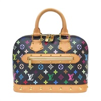 黑彩 帆布 鉚釘Alma貝殼包 手提包 村上隆聯名【LOUIS VUITTON LV 路易威登】 M92646