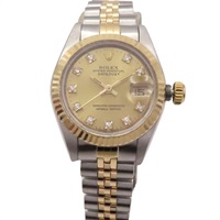香檳鑽錶盤 18K黃金 不鏽鋼 鑽石 Datejust 10PD 腕錶【ROLEX 勞力士】 69173G