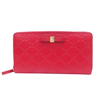 紅色 牛皮壓紋 拉鍊長夾【GUCCI 古馳】 388680