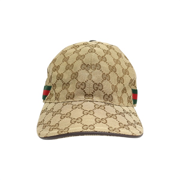 棕色 聚酯纖維 棉布 Web Stripe GG Baseball 帽子【GUCCI 古馳】 20035