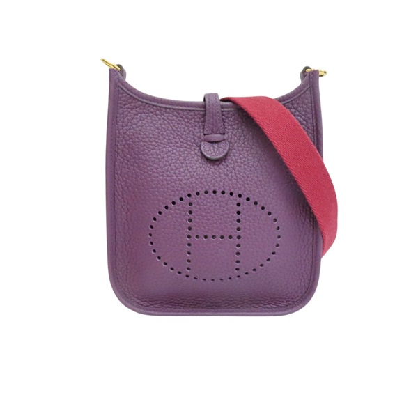 葡萄紫色 Togo牛皮 Mini Evelyne 肩背包 K刻 金釦【HERMES 愛馬仕】 H069426CC