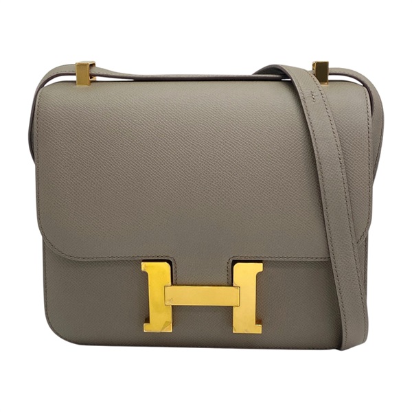 錫器灰 Epsom牛皮 Constance 24 肩背包 D刻 金扣【HERMES 愛馬仕】