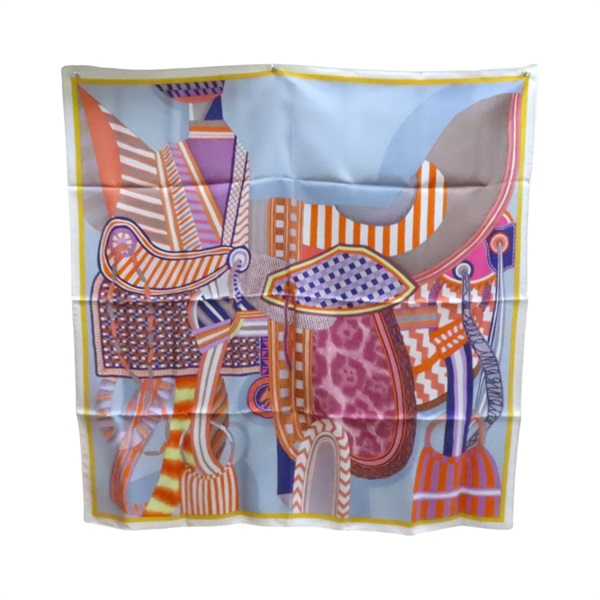 藍色 絲綢  La Selle Imaginaire 方巾 90x90【HERMES 愛馬仕】