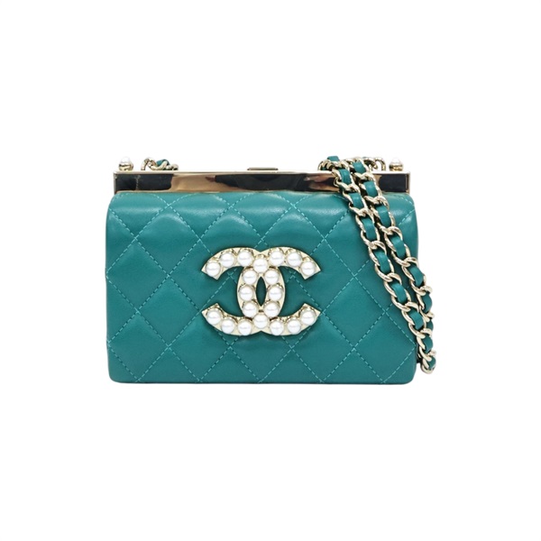 孔雀綠羊皮 Mini Chain 鍊帶 肩背包 AP3452【CHANEL 香奈兒】 AP3452