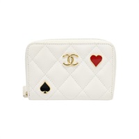 白色 荔枝紋 Classic Zip Coin Purse 零錢包 AP3082【CHANEL 香奈兒】 AP3082