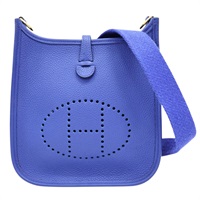 皇家藍 Taurillon牛皮 Mini Evelyne 肩背包 U刻【HERMES 愛馬仕】 H077640CC