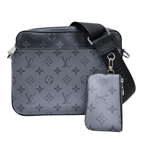 黑色 原花 PVC塗層帆布 Trio 郵差包 肩背包【LOUIS VUITTON LV 路易威登】 M69443