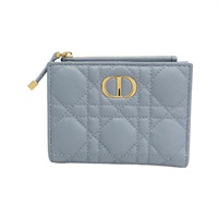 藍色 羊皮 Dior Caro Dahlia 扣式短夾 S5173【Dior 迪奧 】 S5173