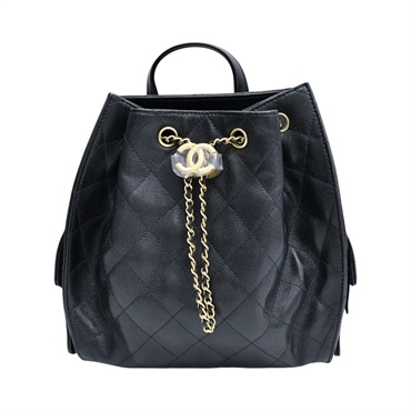 黑色 荔枝紋牛皮 25 Backpack 後背包【CHANEL 香奈兒】 AS5600