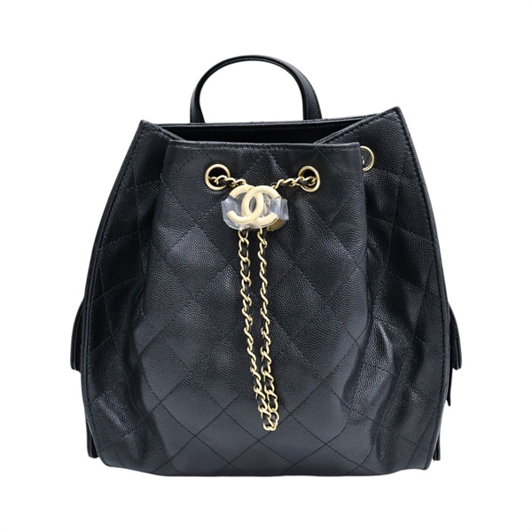 黑色 荔枝紋牛皮 25 Backpack 後背包【CHANEL 香奈兒】 AS5600