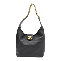 黑色 菱格紋 牛皮 Hobo 肩背包【CHANEL 香奈兒】