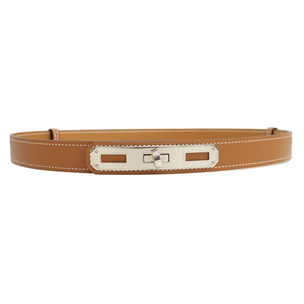 金棕色 Epsom牛皮 Kelly 18 腰帶 Z刻 銀扣【HERMES 愛馬仕】 H069853CK37
