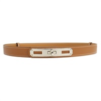 金棕色 Epsom牛皮 Kelly 18 腰帶 Z刻 銀扣【HERMES 愛馬仕】 H069853CK37