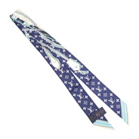藍/米白色 絲綢 Ultimate Monogram Bandeau BB 絲巾【LOUIS VUITTON LV 路易威登】 M77778